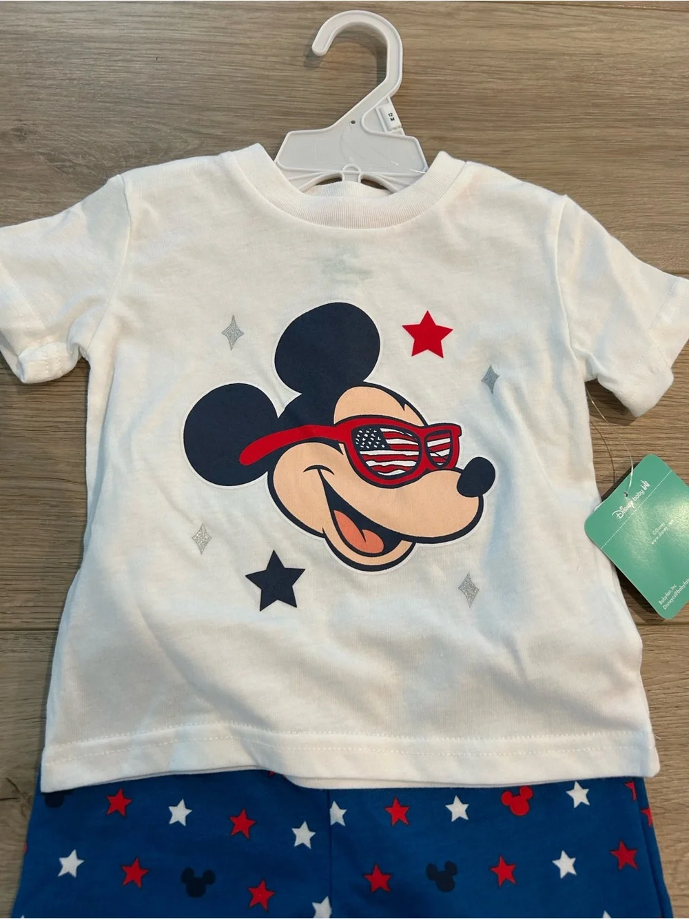 NWT Disney Mickey Mouse Patriotic 2-Piece Set Red, White, & Blue Sz 12 months